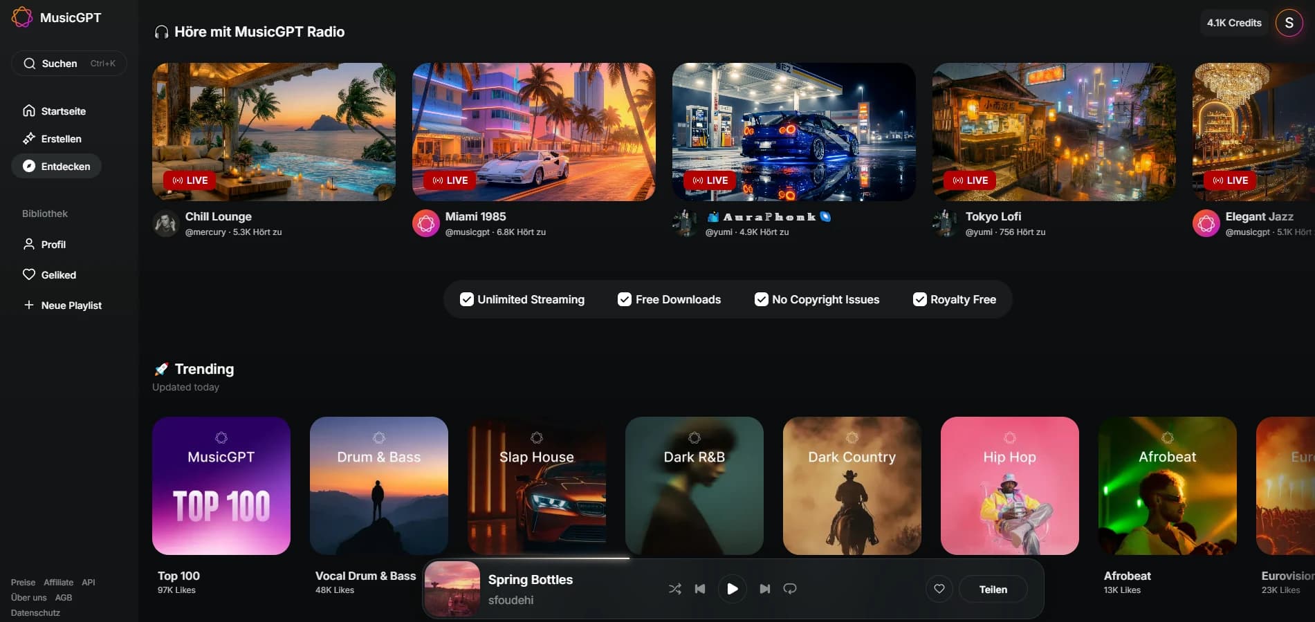 Discover and trending area