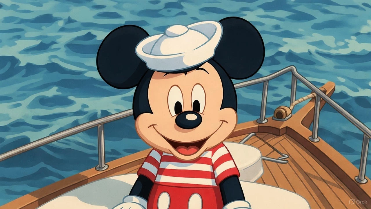 Mickey Mouse in Steamboat Willie, 1928 - Die originale dampfende Silhouette